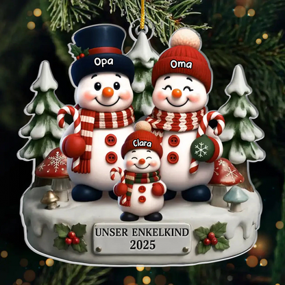 Schneemanfamilie-Acrylanhänger mit 1-10 Kinder Christbaumschmuck für Eltern, Opa und Oma