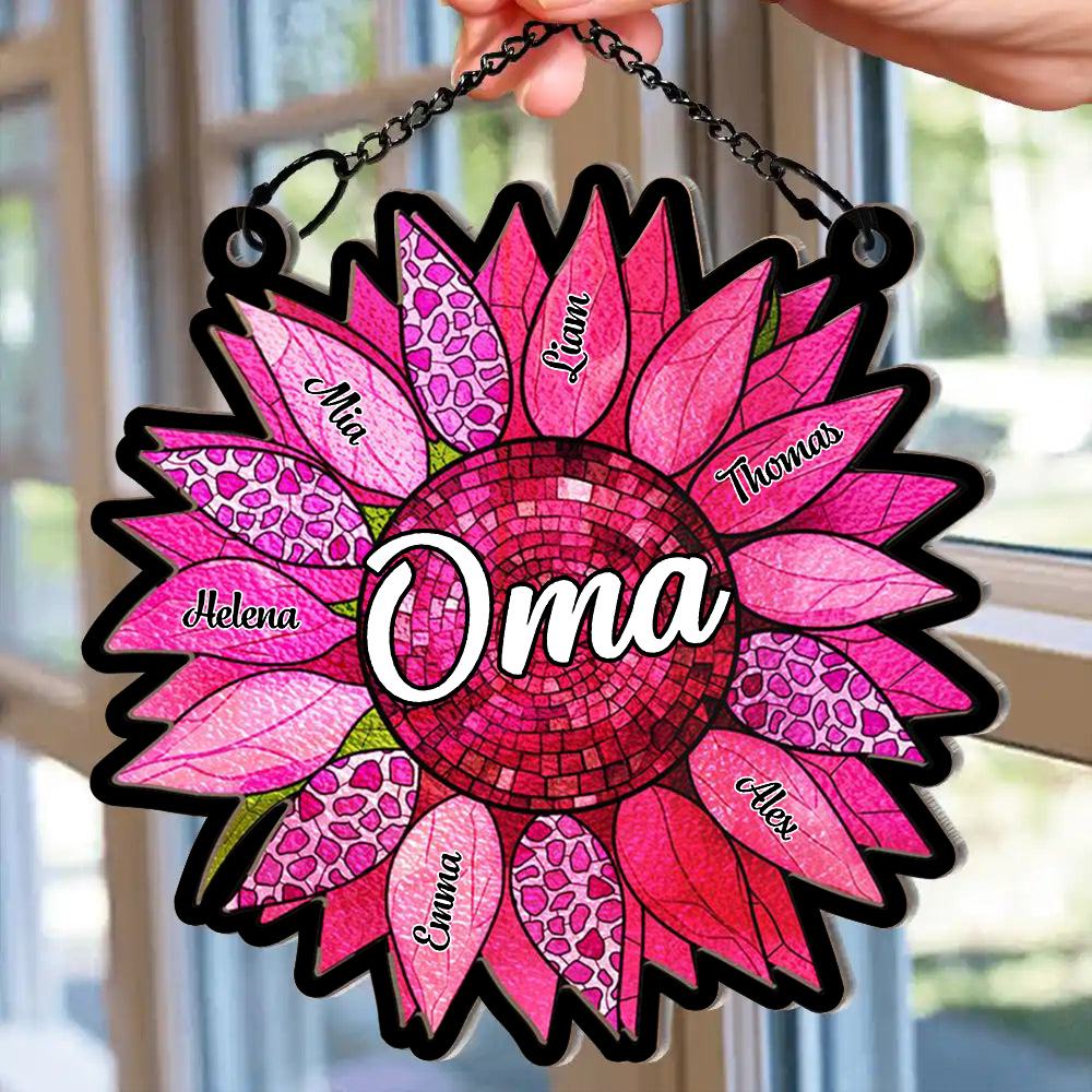 Sonnenblume-Sonnenfänger mit Namen Geschenk für Oma