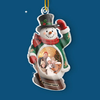 Personalisierter Christbaumschmuck mit Foto-Acryl-Foto-Ornament mit Schneemann