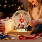 Fußballkind -  Personalisiertes LED-Nachtlicht mit Figur und Name Geschenk für Tochter und Sohn