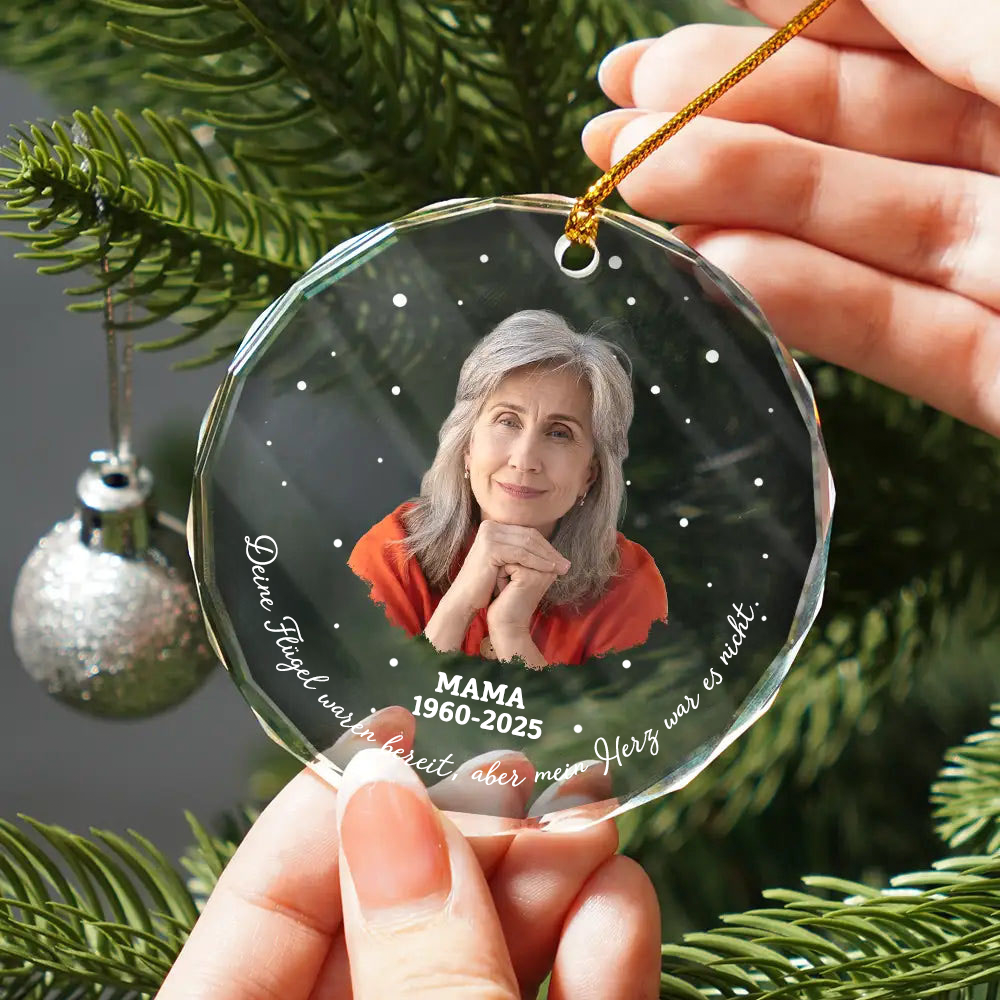 Personalisierter Glasornament mit Foto – Christbaumschmuck Erinnerung an einen geliebten Menschen