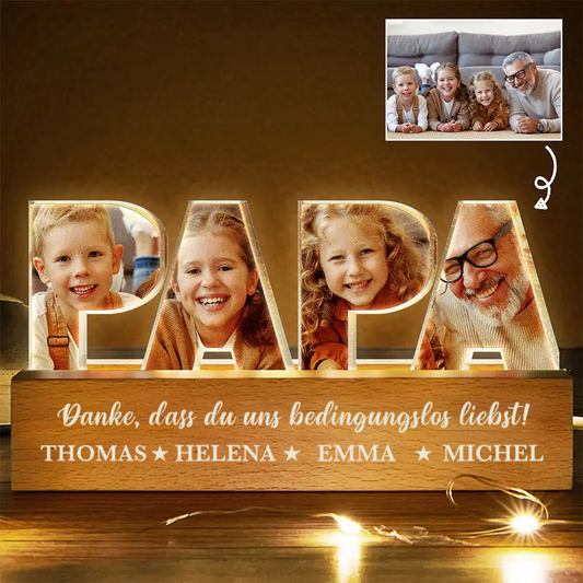 PAPA LED-Nachtlicht mit Fotos-Geschenk für Vater und Opa