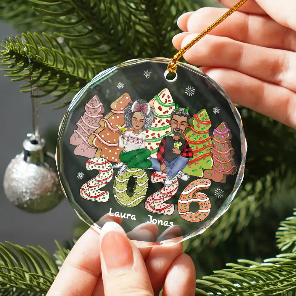 2025 Familie Kuchen & Keksbäume Personalisierter Glasornament Christbaumschmuck mit Eltern, Kinder und Haustiere