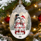 Personalisierter Glas-Weihnachtsanhänger – Schneemannfamilie