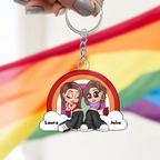 Regenbogen-Paar Personalisiertes Acryl-Schlüsselanhänger für Liebespaar LGBT