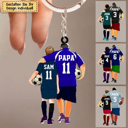 Fußball Papa und Kind-Personalsierter Schlüsselanhänger