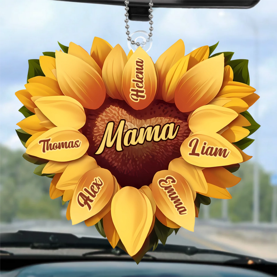 Sonnenblume in Herzform-Personalisierter Anhänger mit Namen