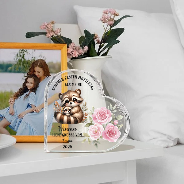 Tiermotiv-Personalisiertes Acrylherz Geschenk zum Muttertag