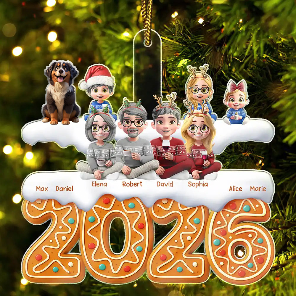 Personalisierter Acryl-Weihnachtsanhänger 2026 – Familie & Haustiere