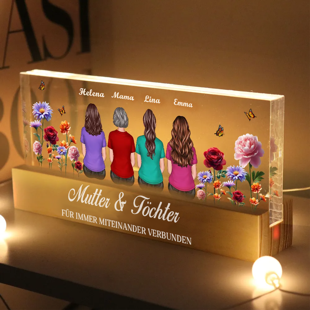 Personalisiertes LED-Nachtlicht mit Geburtsblumen Geschenke für Familie