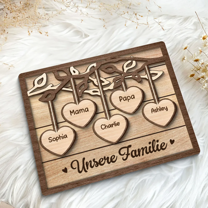 Familienbaum-Personalisierte Holztafel mit 2-13 Namen Geschenk für Familie
