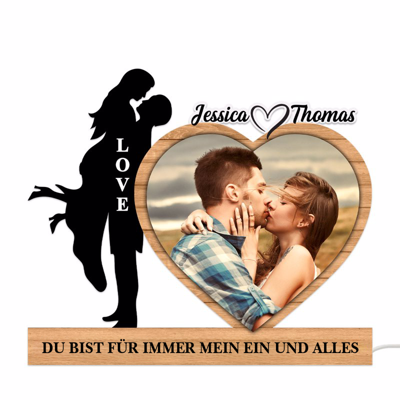 Personalisierte Herz-Lichtbox mit Foto und Spruch Geschenk für Paar