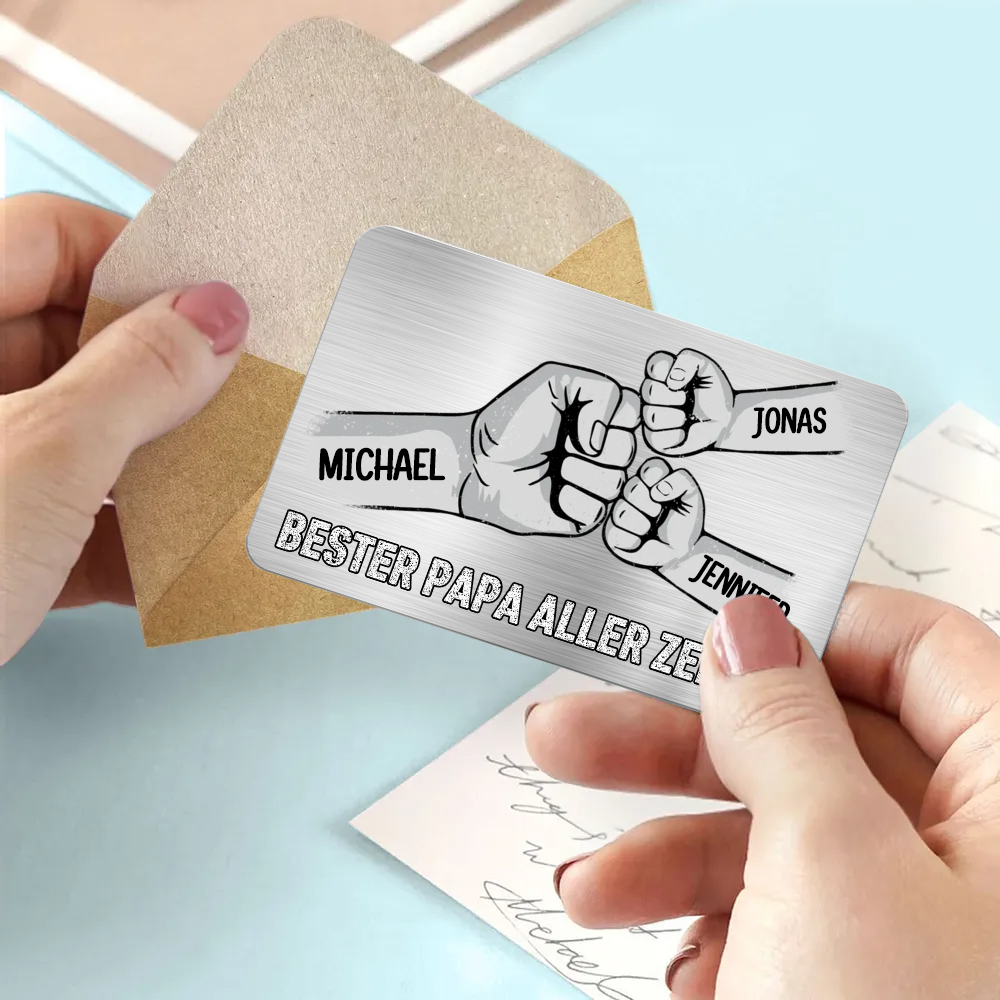Personalisierte Brieftasche-Karte mit Fausstoß Wallet Card für Papa