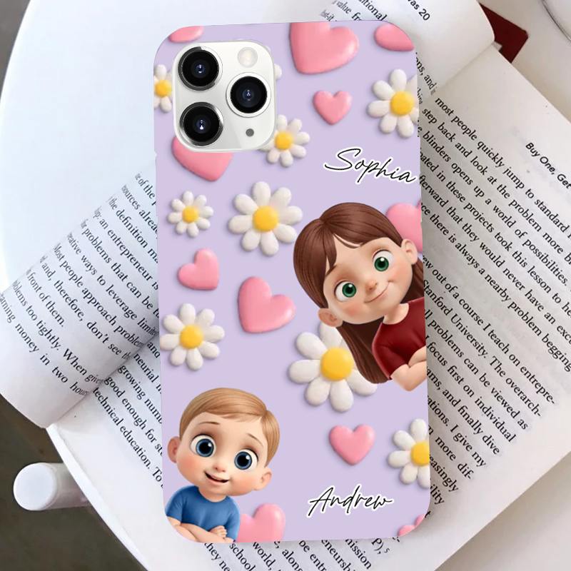 Silkon Handyhülle mit Kinder Personalisierte Handyhülle für iPhone und Samsung Geschenk für Oma und Mama