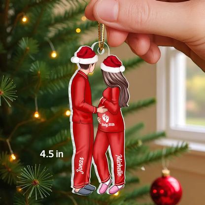 Personalisierter Acrylanhänger mit erwarteten Eltern  für das Baby unterwegs