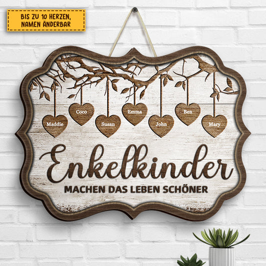 Enkelkinder mit Namen Personalisiertes Holzschild Geschenk für Großeltern