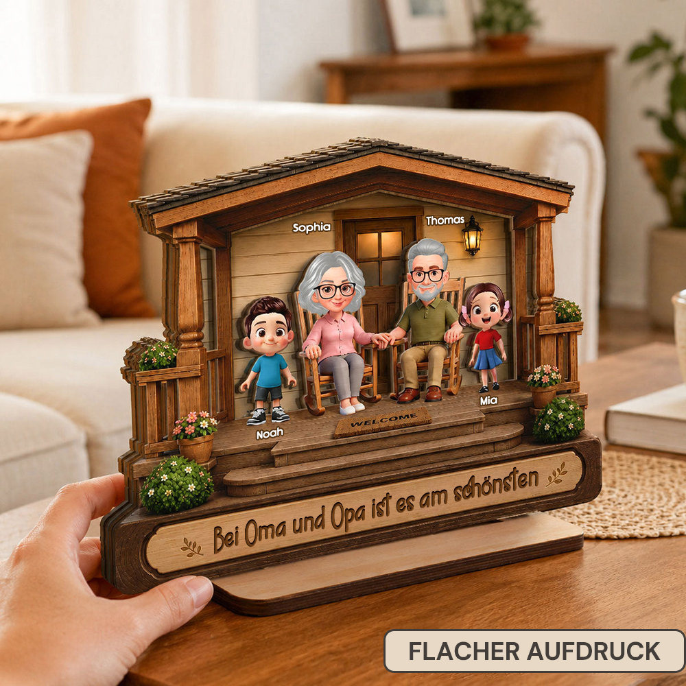 Personalisierter Holzaufsteller - Oma, Opa und Enkelkinder