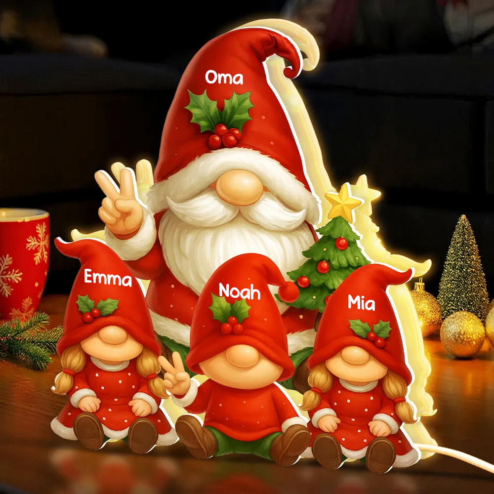 Personalisierte LED-Lichtbox mit Zwergchen Geschenk für Opa und Oma