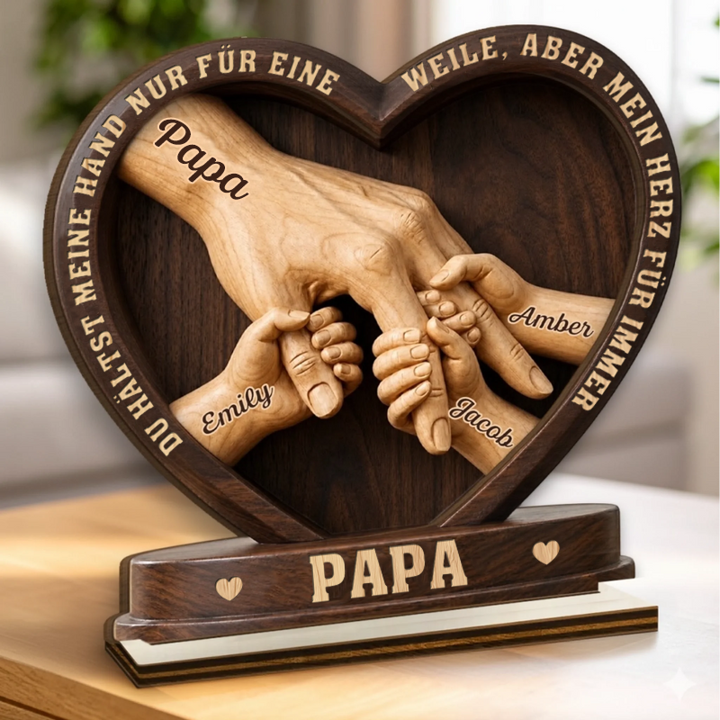 Personalisierter Holzaufsteller mit Händen Geschenk für Papa
