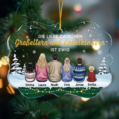 Die Liebe zwischen...ist ewig Personaliserter Acrylanhänger mit 2-8 Personen Weihnachtsgeschenk für Familie