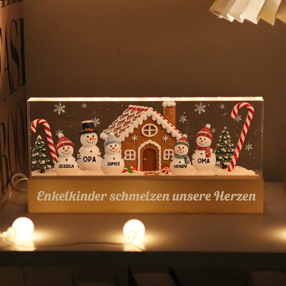 Personalisiertes LED-Nachtlicht mit Schneemannfamilie Weihnachtsgeschenk für Familie
