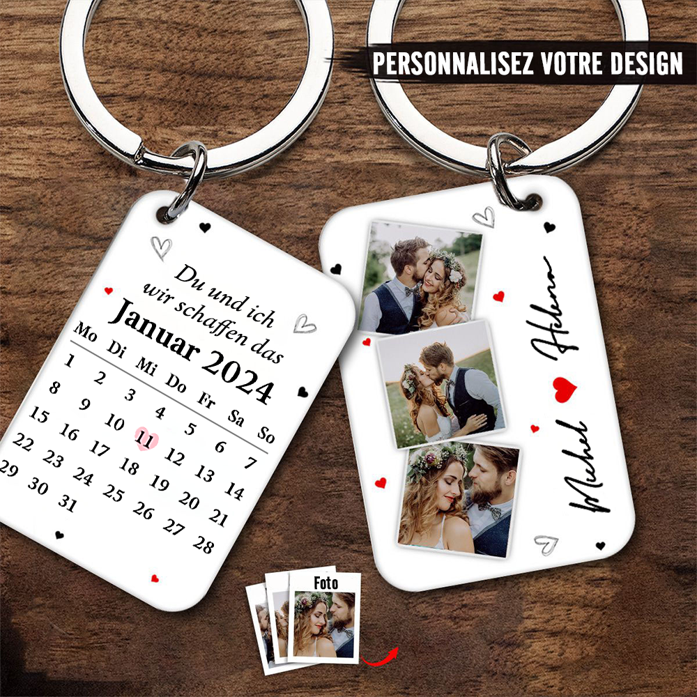 Personalisierter Acryl-Schlüsselanhänger mit Kalender