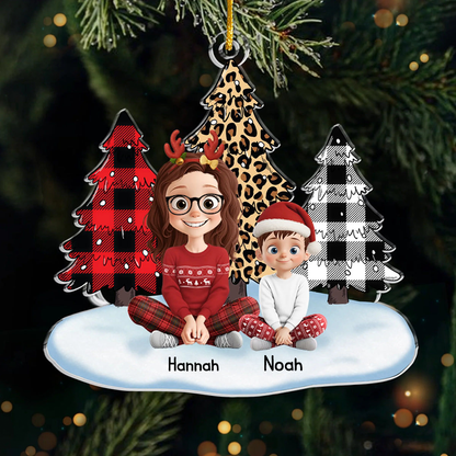 Mama/Oma mit Kinder - Personalisierter Acrylanhänger Christbaumschmuk