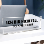 Personalisierter Acrylglasblock mit Spruch und Namen - Lustiges Namensschild fürs Büro
