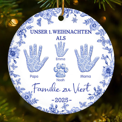 Unser 1. Weihnachten als Familie zu...Handabdruck-Ornament Christbaumschmuck mit Namen