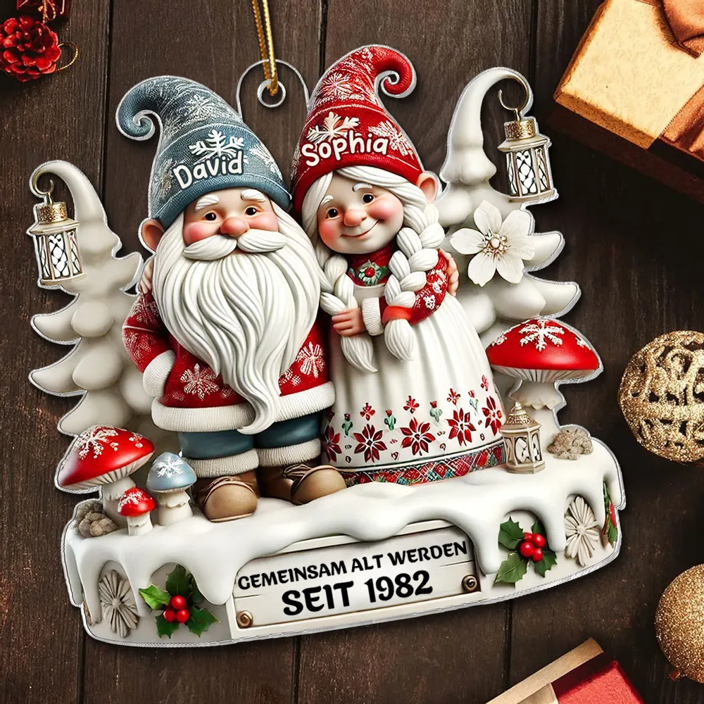 Personalisiertes Acryl-Weihnachtsornament– Wichtel-Paar