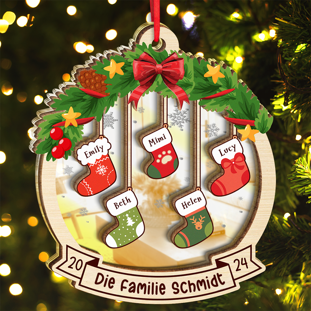 Weihnachten Familie Socken-Weihnachtsschmuck mit Text und 1-8 Namen-Geschenk für Familie