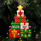 Acrylornament mit Geschenken Personalisierter Christbaumchmuck mit Namen