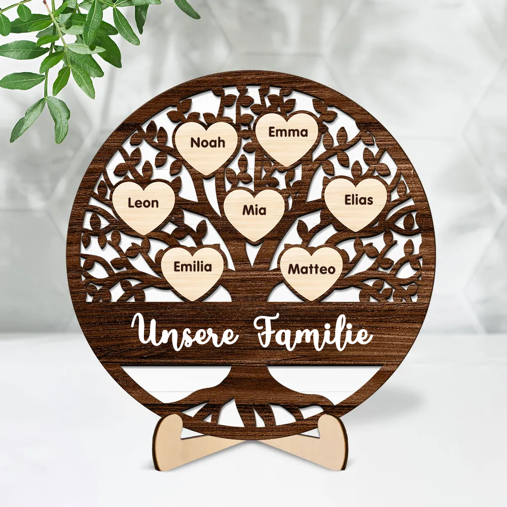 Personalisierte Holzplakette mit Familienbaum Geschenk für Familie
