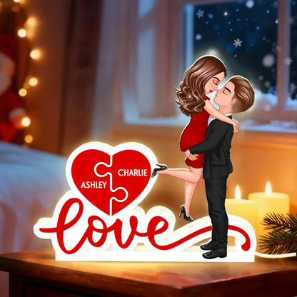 LOVE - Personalisierte LED-Lichtbox mit Paar und Namen Geschenk für Paar / LGBT-Paar