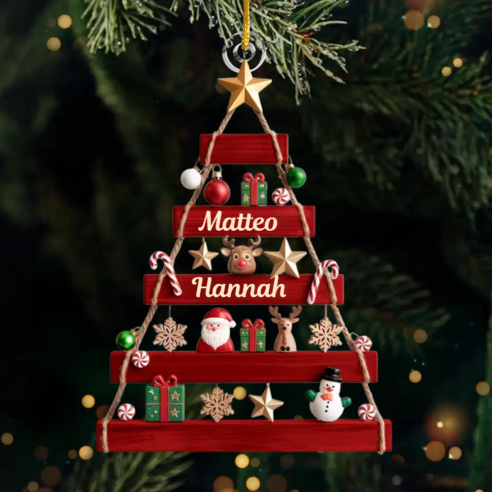 Acrylornament mit 2-6 Namen Personalisierter Christbaumschmuck für Familie