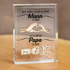 Acrylplakette mit Händen und Fauststoß für Papa Geschenk für Mann zum Vatertag