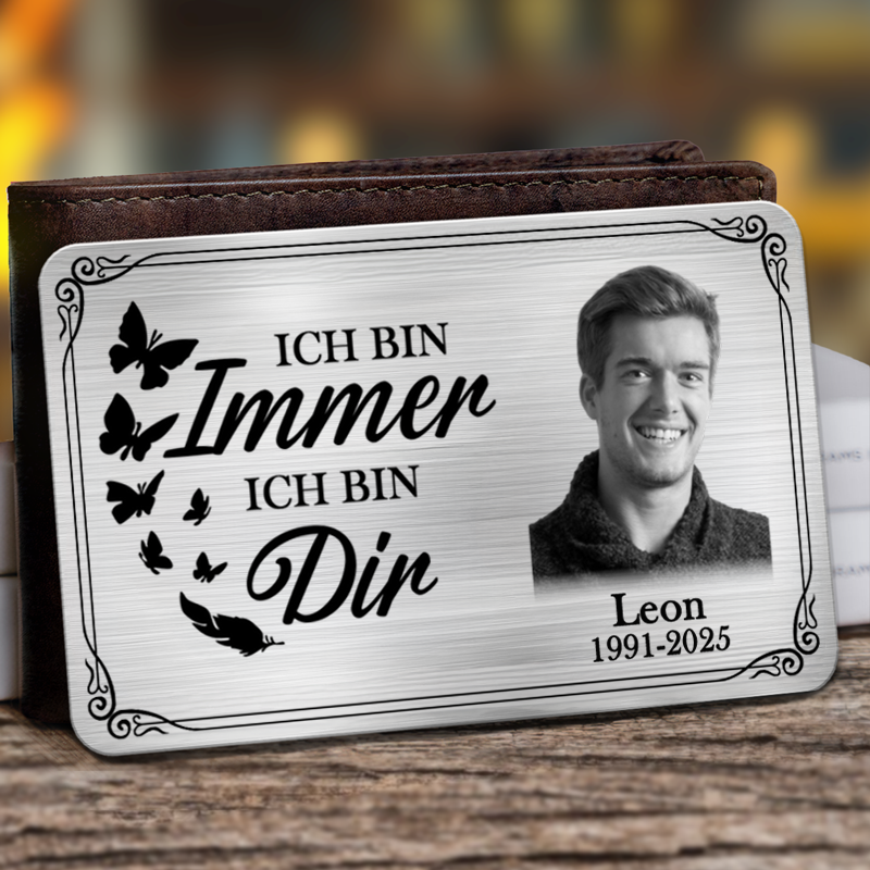 Brieftasche-Karte mit Foto Personalisiertes Trauergeschenk