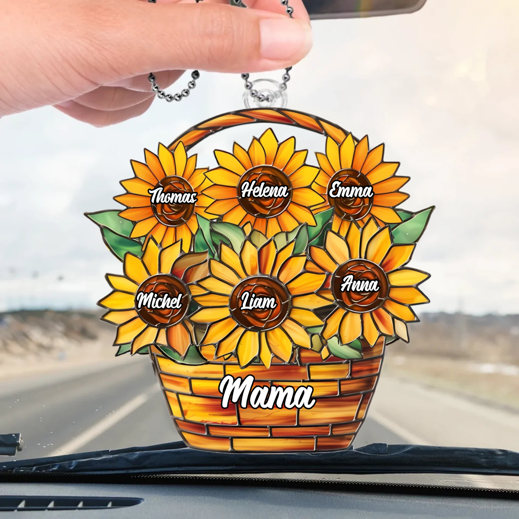 Sonnenblumen-Personalisierter Anhänger mit Namen