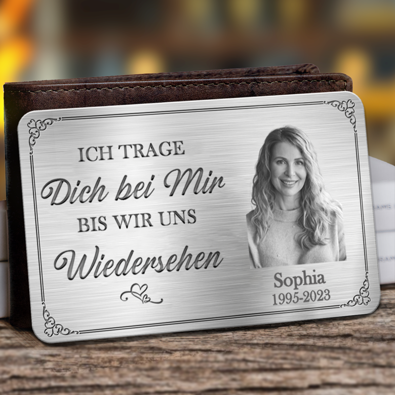 Personalisierte Brieftasche-Karte mit Foto zur Trauer