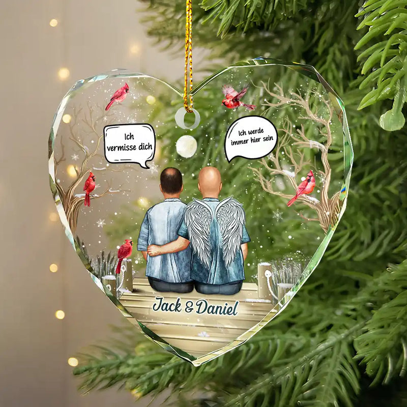 Glasornament in Herzform Christbaumanhänger zur Erinnerung Trauergeschenk