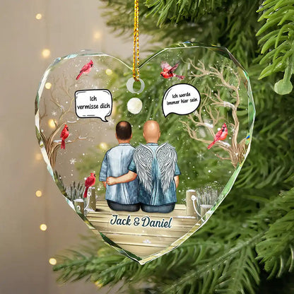 Glasornament in Herzform Christbaumanhänger zur Erinnerung Trauergeschenk
