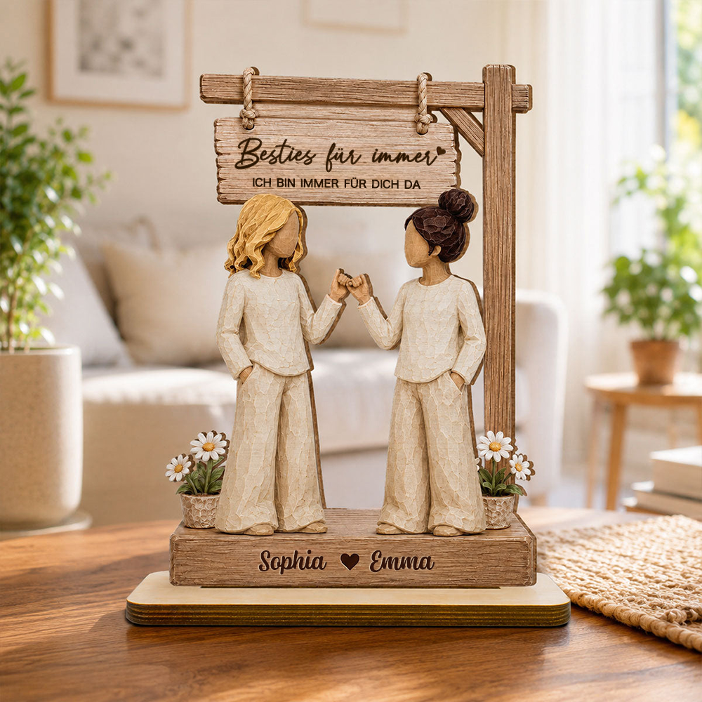 Personalisierter Holzaufsteller mit Namen & Spruch - für Besties & Schwestern
