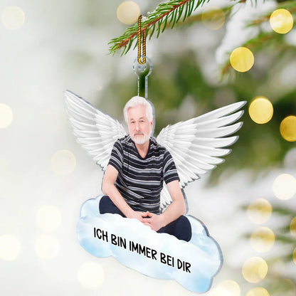 Acryl-Foto-Ornament mit Engelsflügel Christbaumschmuck zur Trauer