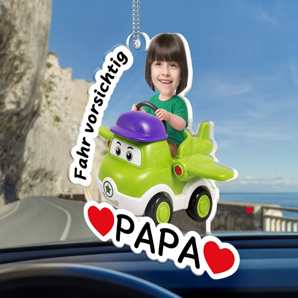 Fahr Vorsichtig - Personalisierter Acrylanhänger mit Foto Geschenk für Mama, Papa, Oma und Opa