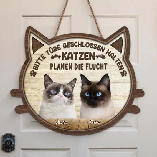 Personalisiertes Holzschild mit Katzenmotiv Foto-Holzschild