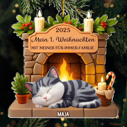 Mein Erstes Weihnachten-Personalisierter Acrylanhänger mit Katze Christbaumschmuck mit Katze
