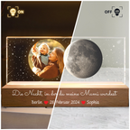 "Die Nacht..." Personalisiertes LED-Nachtlicht mit Foto und Mondphase Geschenk für Mama und Papa