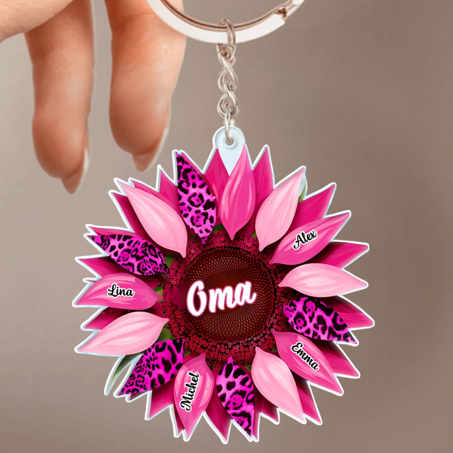 Personalisierter Sonnenblumen-Schlüsselanhänger für Mama und Oma
