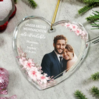 Personalisierter Glas-Weihnachtsanhänger mit Foto – Unser erstes Weihnachten als Ehepaar