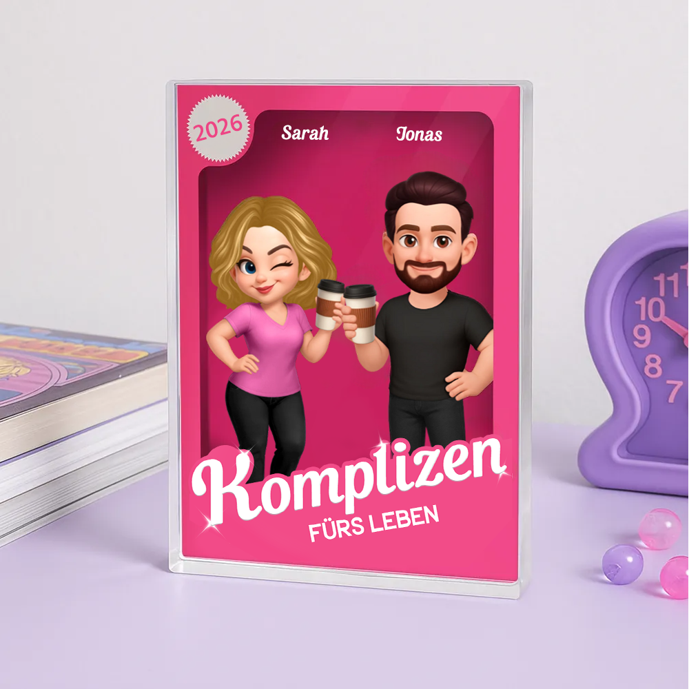 Komplizen fürs Leben - Personalisierter Acrylblock mit 2-6 Personen Geschenk für Paar und Freunde